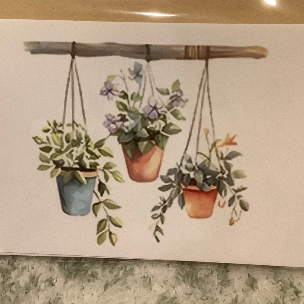 Hanging Plants Watercolor Note Cards Greeting Cards Set of 6 NWT Handcrafted - Picture 2 of 16